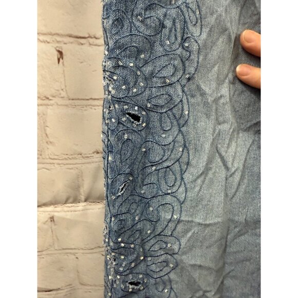 Lana Erica Jeans Womens Size 6 Blue Embroidered Rhinestone Distressed (READ) - Picture 10 of 12